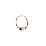 Sterling Silver Nose Ring Hoop with Gold and Silver Beads