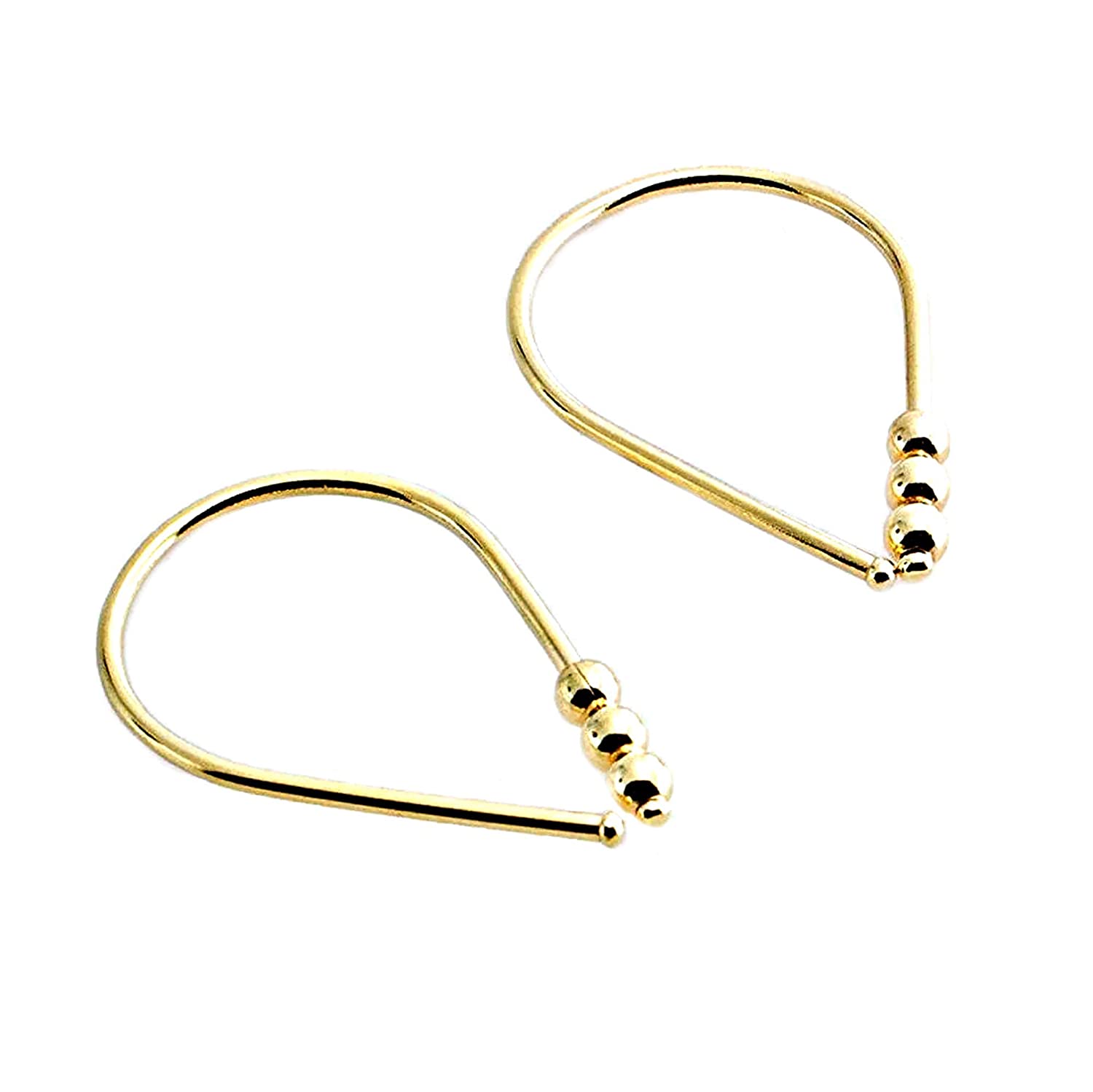 20 GA Gold-Filled Teardrop with Gold Beads Hoop Earrings
