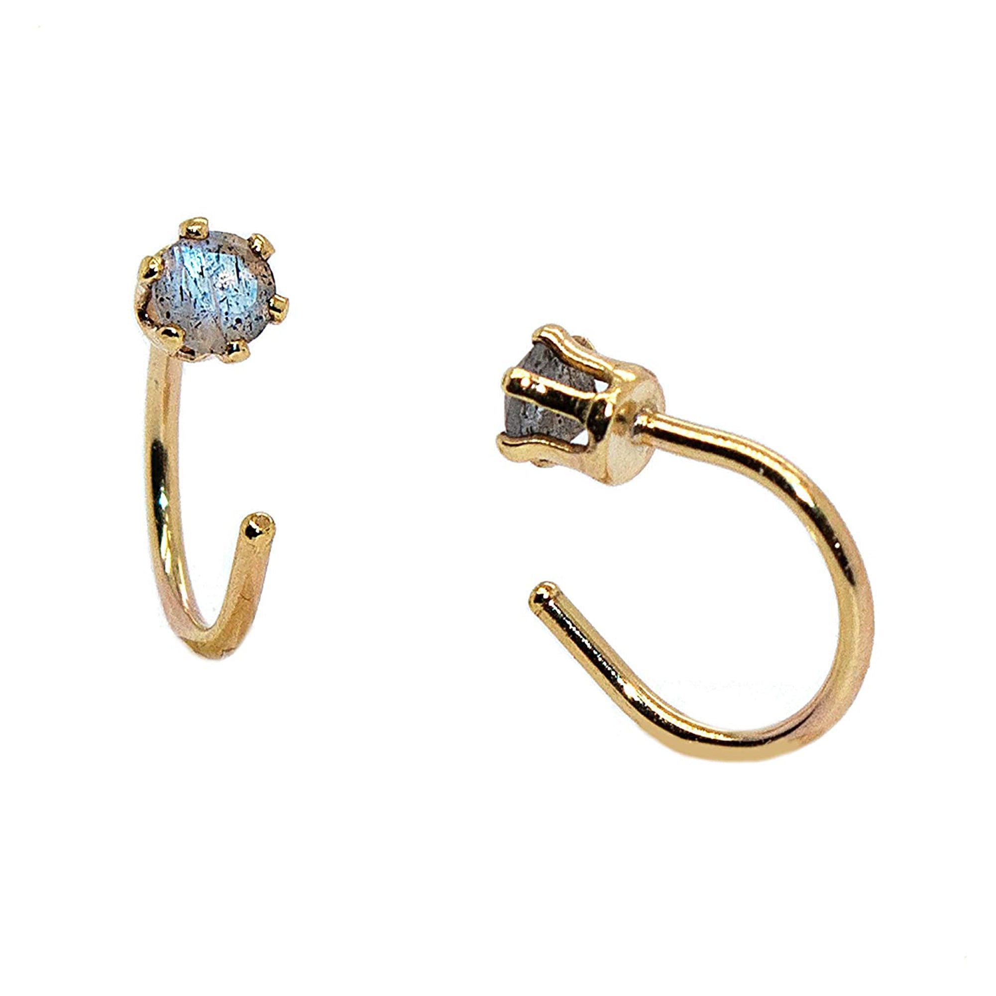 Gold-Filled Labradorite Small Hoop Earrings