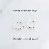 Sterling Silver Tiny Hoop Earrings with Silver Beads