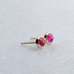 SOLID GOLD Stud Earrings with Ruby 4 mm