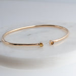 Sol and Venus Gold Open Cuff Bracelet with Citrine