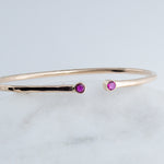 Sol and Venus Gold Open Cuff Bracelet with Red Ruby