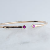 Sol and Venus Gold Open Cuff Bracelet with Red Ruby