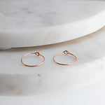 Rose Gold Filled Extra Thin 8 mm Hoop Earrings gauge 24