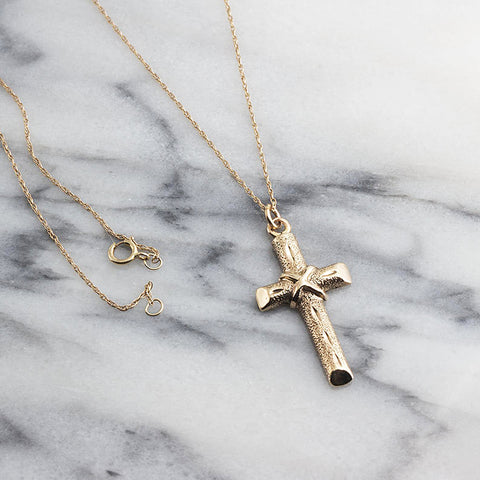 SOLID GOLD Cross Necklace