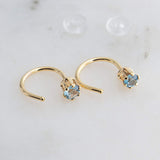 Gold Filled Small Hoop Earrings with Swiss Blue Topaz