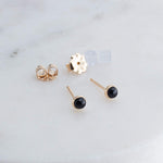 Gold Filled Stud Earrings with Black Onyx 3 mm