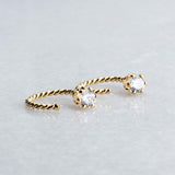 Gold Filled Twisted Small Hoop Earrings with Cubic Zirconia