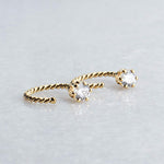 Gold Filled Twisted Small Hoop Earrings with Cubic Zirconia