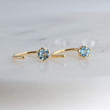 Gold Filled Small Hoop Earrings with Swiss Blue Topaz