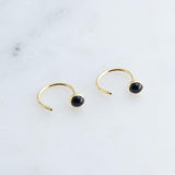 Gold Filled Small Hoop Earrings with Black Onyx