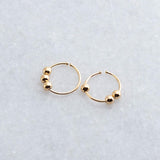 Gold Filled Extra Thin Hoop Earrings with Gold Beads