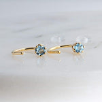 Gold Filled Small Hoop Earrings with Swiss Blue Topaz