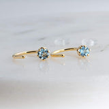 Gold Filled Small Hoop Earrings with Swiss Blue Topaz