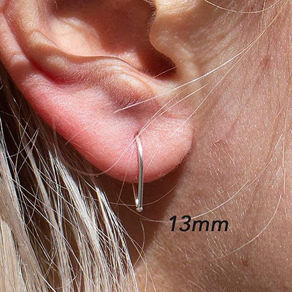 19 GA Sterling Silver Teardrop with 2 Silver Beads Hoop Earrings