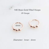 Rose Gold Filled Tiny Hoop Earrings with Beads