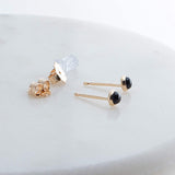 Gold Filled Stud Earrings with Black Onyx 3 mm