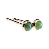 Gold Filled Stud Earrings with Green Jade 3 mm