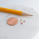 Gold Filled Stud Earrings with Pink Tourmaline 3 mm