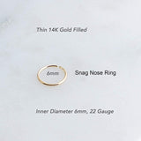 Gold Filled 6 mm Nose Ring Hoop gauge 22