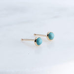 Gold Filled Stud Earrings with Turquoise 3 mm