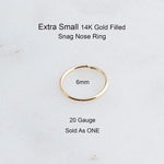 Gold Filled 6 mm Nose Ring Hoop gauge 20