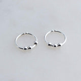 Sterling Silver Tiny Hoop Earrings with Silver Beads