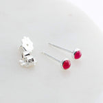 Sterling Silver Stud Earrings with Pink Chalcedony 3 mm