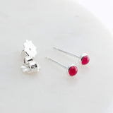 Sterling Silver Stud Earrings with Pink Chalcedony 3 mm