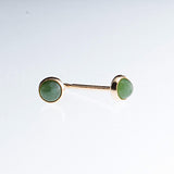 Gold Filled Stud Earrings with Green Jade 3 mm