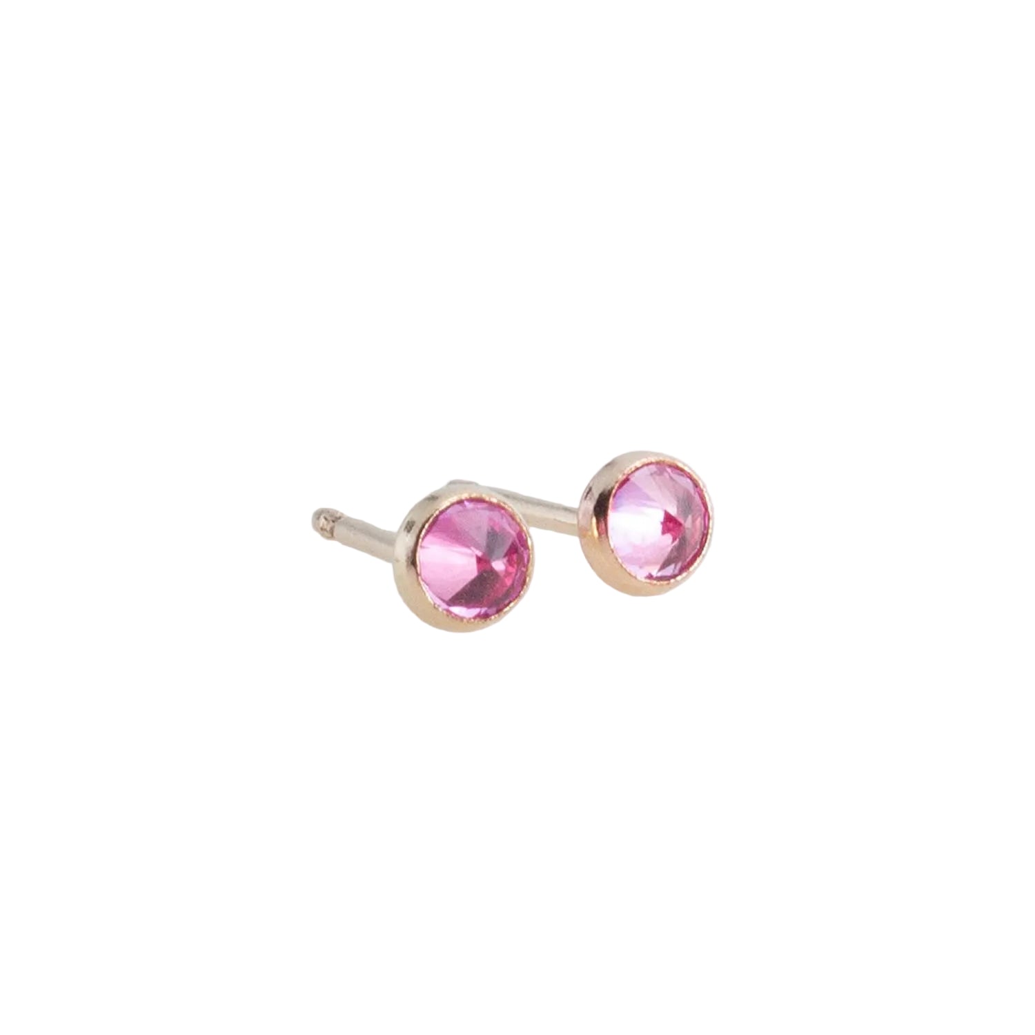 Gold-Filled Pink Tourmaline Stud Earrings