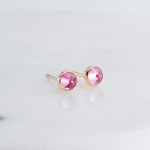 Gold Filled Stud Earrings with Pink Tourmaline 3 mm