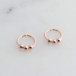 Rose Gold Filled Tiny Hoop Earrings with Beads