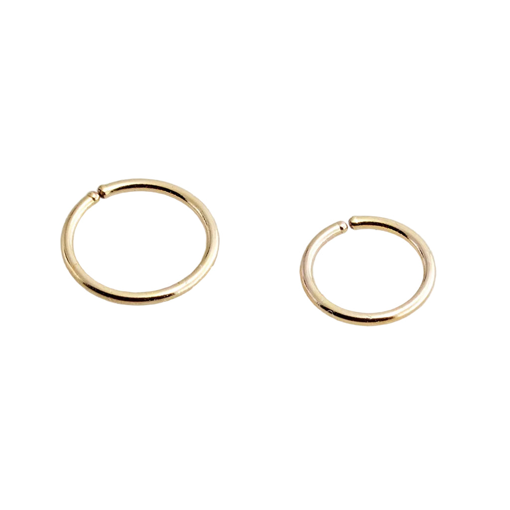 22 GA Gold-Filled Mismatched Single Open Hoops Earrings Set (6mm & 7mm)