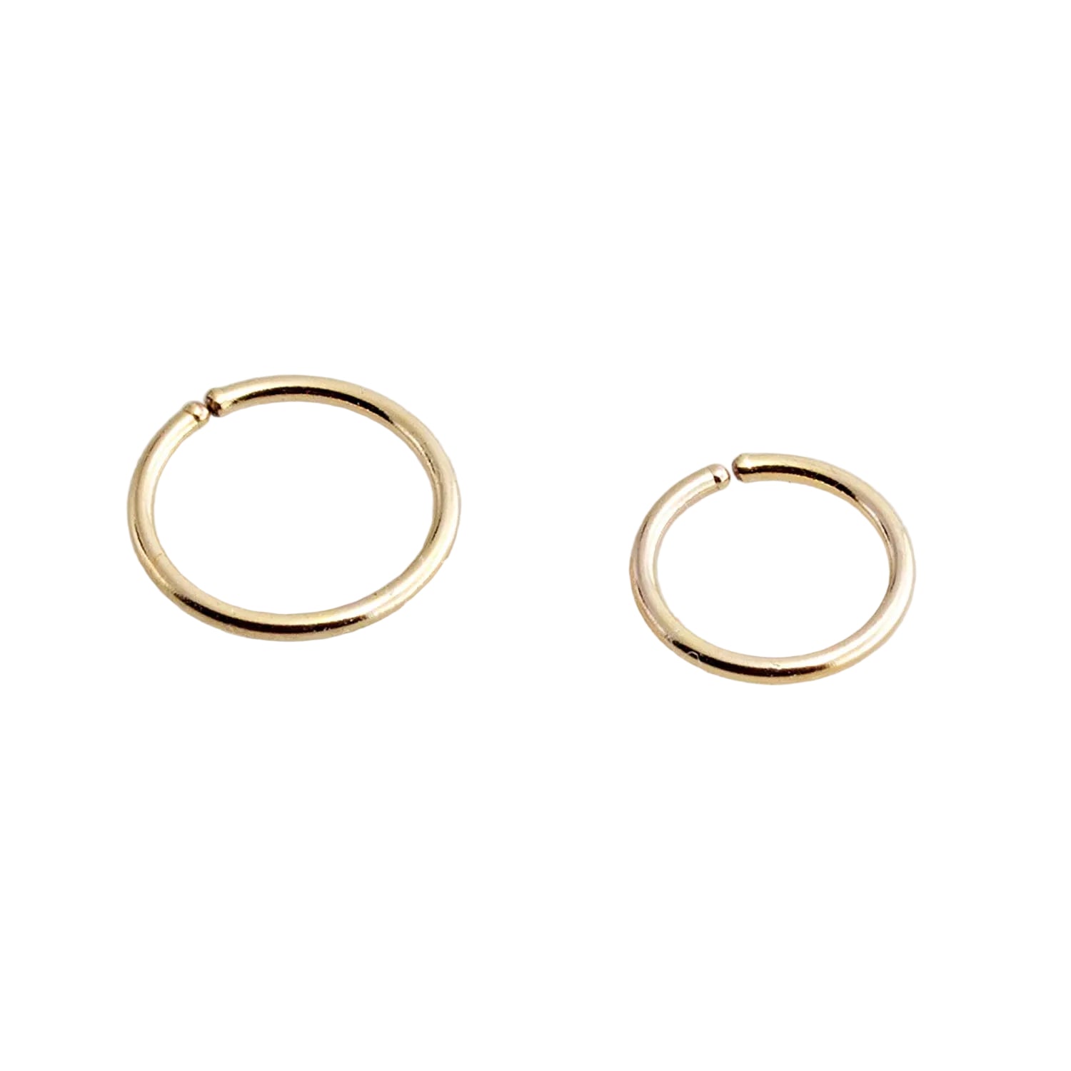 22 GA Gold-Filled Mismatched Single Open Hoops Earrings Set (6mm & 7mm)
