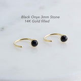 Gold Filled Small Hoop Earrings with Black Onyx