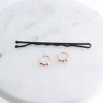 Rose Gold Filled Tiny Hoop Earrings with Beads