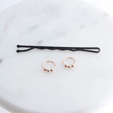 Rose Gold Filled Tiny Hoop Earrings with Beads