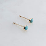 Gold Filled Stud Earrings with Turquoise 3 mm