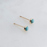 Gold Filled Stud Earrings with Turquoise 3 mm