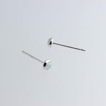 Sterling Silver Stud Earrings with White Opal 3 mm