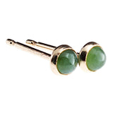 Gold Filled Stud Earrings with Green Jade 3 mm