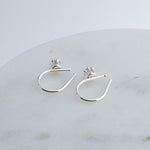 Sterling Silver Horseshoe Drops Earrings with Cubic Zirconia 13 mm