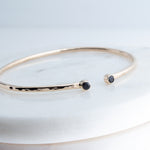 Sol and Venus Gold Open Cuff Bracelet with Black Spinel