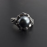 Sterling Silver with Black Saltwater Tahitian Pearl Ring