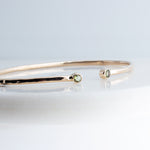 Sol and Venus Gold Open Cuff Bracelet with Green Peridot