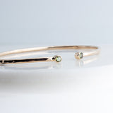 Sol and Venus Gold Open Cuff Bracelet with Green Peridot