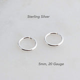 Sterling Silver Tiny 5 mm Hoop Earrings 20 gauge