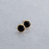 Gold Filled Stud Earrings with Black Onyx 3-4-5 mm